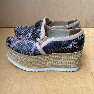 Faux Snakeskin Platform Espadrille Shoes Women EU 37 US 6.5 Lightweight Clubwear